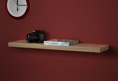Urbn-Living Urbnliving 80Cm Width 1 Floating Oak Wooden Wall Mount Shelves Display Book Storage from B&Q
