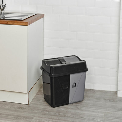 Urbn-Living Urbnliving 44Cm Height 40L Kitchen Bin Waste Garbage Can 2 Compartments Connector White/grey from B&Q