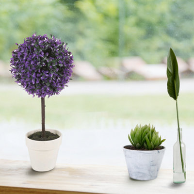 Urbn-Living Urbnliving 27Cm Height Decorative Artificial Outdoor Ball Purple Plant Tree Pot Colour Medium Set Of 2 from B&Q