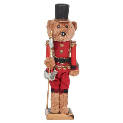 Urbn-Living Urbnliving 38Cm Height Christmas Bear Nutcracker Soldier Keepsake Classic Xmas Ornament Luxury Figurine from B&Q