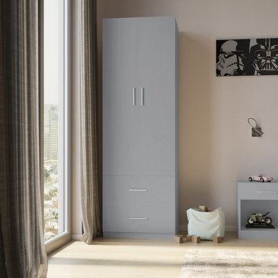 Urbn-Living Urbnliving 180Cm Height Wooden 2 Door With 2 Drawers Kids Wardrobe Bedroom Storage Grey from B&Q