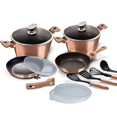 Urbn-Living Berlinger Haus 13Pcs Aluminum Non Stick Cookware Pot Pan Set Detachable Handle Rose Gold from B&Q