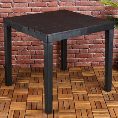 Urbn-Living Urbnliving 72Cm Height Large Square Garden Slatted Plastic Table Patio Deck Outdoor Furniture Black from B&Q