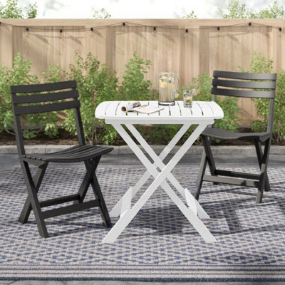 Urbn-Living Urbnliving 72Cm Height Portable Camping Plastic Picnic Tray Table And 2 Chairs Folding Furniture Set White from B&Q