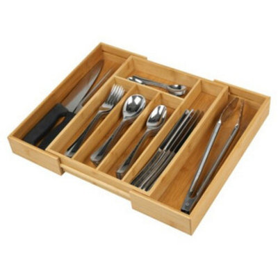 Urbn-Living Urbnliving 5Cm Height Extendable Bamboo Wooden Cutlery Tray from B&Q
