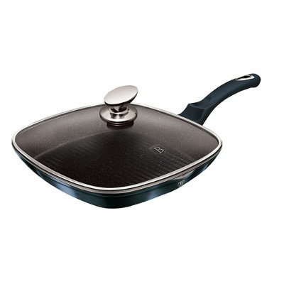 Berlinger Haus 28Cm Square Grill Pan Fry Frying Marble Non Stick Griddle Steak Aquamarine With Lid from B&Q