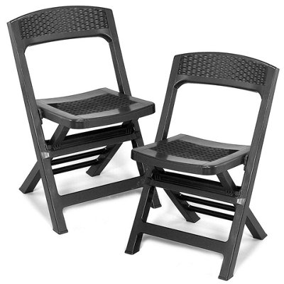 Urbn-Garden Urbngarden 88Cm Height Collapsible Outdoor Folding Garden Chair Outdoor Camping Patio Black Lounge Seat Set Of 2 from B&Q
