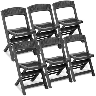 Urbn-Garden Urbngarden 88Cm Height Collapsible Outdoor Folding Garden Chair Outdoor Camping Patio Black Lounge Seat Set Of 6 from B&Q