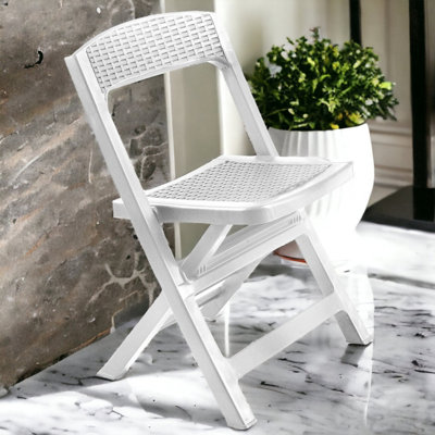 Urbn-Garden Urbngarden 79Cm Height 6 Pcs Collapsible Outdoor Folding White Garden Chairs Camping Patio Lounge from B&Q