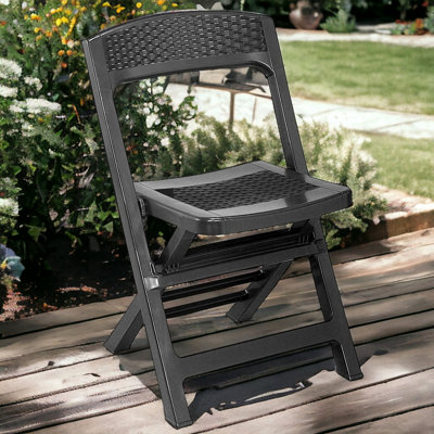 Urbn-Garden Urbngarden 88Cm Height 1 Pcs Collapsible Outdoor Folding Black Garden Chairs Camping Patio Lounge from B&Q