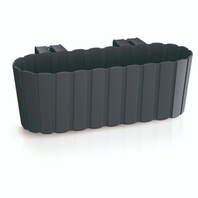 Urbn-Living Urbnliving Plastic Balcony Wood Look Hanging Flower Plant Garden Indoor Outdoor Herb Pots Anthracite from B&Q