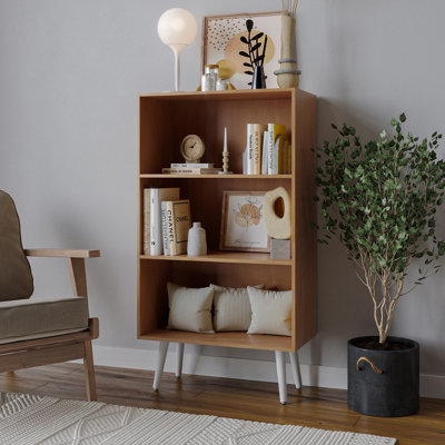Urbn-Living Urbnliving 110Cm Height Beech 3-Tier Wooden Cabinet With White Legs from B&Q