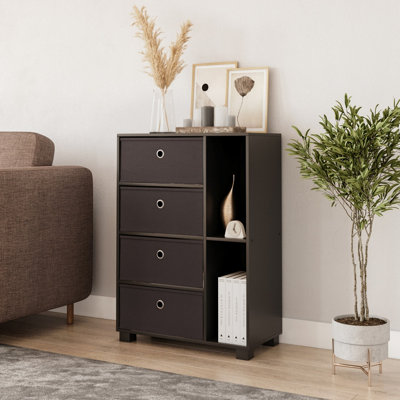 Urbn-Living Urbnliving 84Cm Height Black 2-Section 4- Black Drawer Shelving Unit