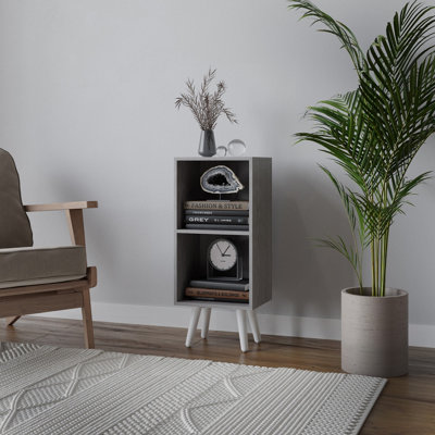 Urbn-Living Urbnliving 74Cm Height Cedar Grey 2-Tier Cube Display Cabinet With Scandinavian White Legs from B&Q