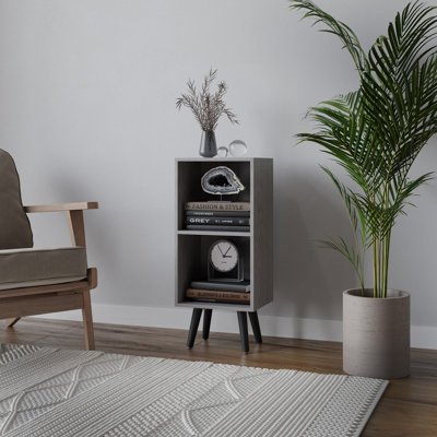 Urbn-Living Urbnliving 74Cm Height Cedar Grey 2-Tier Cube Display Cabinet With Scandinavian Black Legs from B&Q