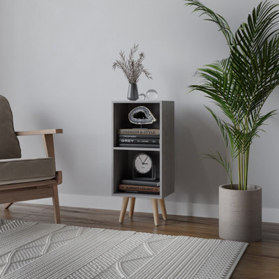 Urbn-Living Urbnliving 74Cm Height Cedar Grey 2-Tier Cube Display Cabinet With Scandinavian Beech Legs from B&Q