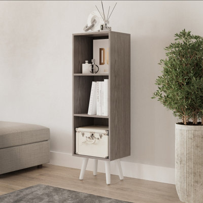 Urbn-Living Urbnliving 100Cm Height Cedar Grey 3-Tier Cube Display Cabinet With Scandinavian White Legs from B&Q
