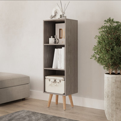 Urbn-Living Urbnliving 100Cm Height Cedar Grey 3-Tier Cube Display Cabinet With Scandinavian Beech Legs from B&Q