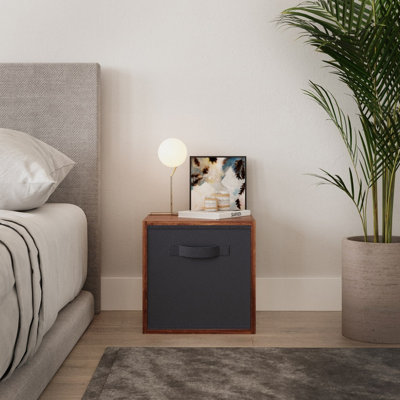 Urbn-Living Urbnliving 30Cm Height Teak Cube Unit With Black Insert from B&Q