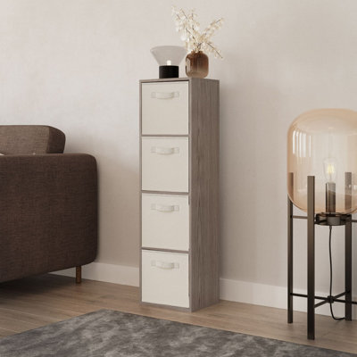 Urbn-Living Urbnliving 106Cm Height Cedar Grey 4-Tier Cube Shelving Unit With Cream Inserts from B&Q