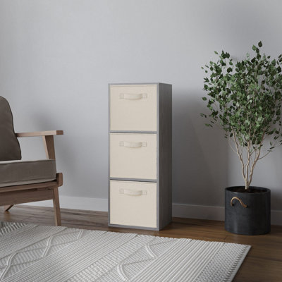 Urbn-Living Urbnliving 80Cm Height Cedar Grey 3-Tier Cube Shelving Unit With Cream Inserts from B&Q