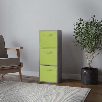 Urbn-Living Urbnliving 80Cm Height Cedar Grey 3-Tier Cube Shelving Unit With Green Inserts from B&Q