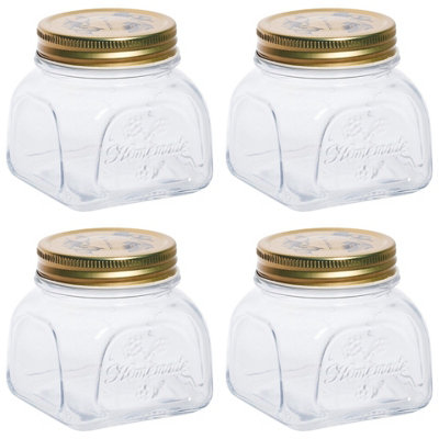 Urbn-Living Urbnliving 300Ml Home Made Food Storage Glass Jar With Gold Lid Set Of 4 from B&Q