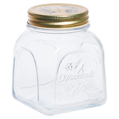 Urbn-Living Urbnliving 500Ml Home Made Food Storage Glass Jar With Gold Lid from B&Q