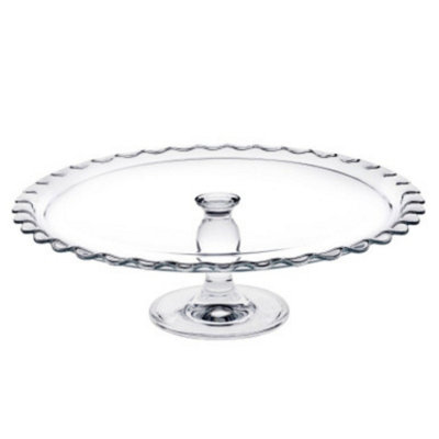 Urbn-Living Urbnliving 12Cm Height Maxi Patisserie Stylish Round Clear Glass Footed Serving Dish Plate from B&Q