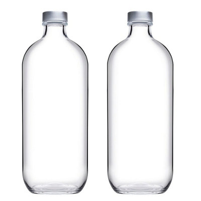Urbn-Living Urbnliving 1.1L Reusable Clear Glass Water Bottle Set Of 2
