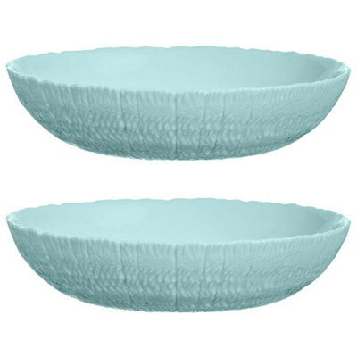 Urbn-Living Urbnliving 4Cm Height Turquoise Glass Decorative Small Salad Serving Bowls Set Of 2 from B&Q