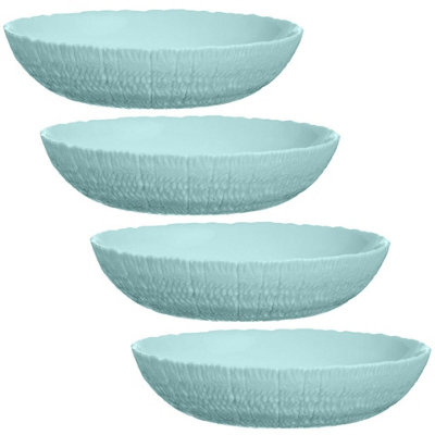 Urbn-Living Urbnliving 4Cm Height Turquoise Glass Decorative Small Salad Serving Bowls Set Of 4 from B&Q