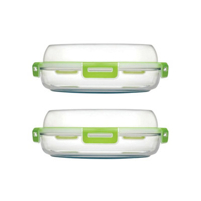 B&Q -  Urbnliving 1.84L Glass Food Container Circle Set Of 2