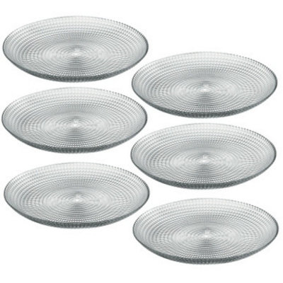 Urbn-Living Urbnliving 19Cm Round Glass Pattern Dessert Plate Set Of 6 from B&Q