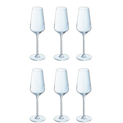Urbn-Living Urbnliving 24Cm Height 210Ml Flute Wine Glass Set Of 6 Pcs