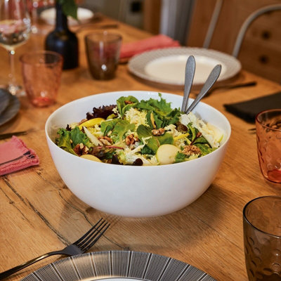Urbn-Living Urbnliving 9Cm Height Opal Glass Salad White Bowl from B&Q
