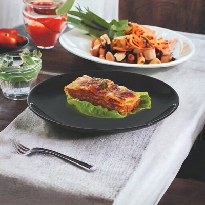 Urbn-Living Urbnliving 2Cm Height Set Of 6 Opal Glass Black Dessert Plate from B&Q