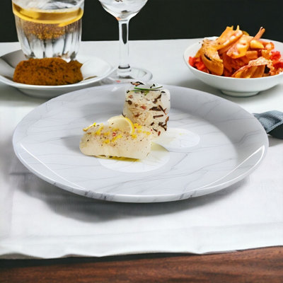 Urbn-Living Urbnliving 2Cm Height Set Of 6 Opal Glass Marble Grey Dessert Plate from B&Q