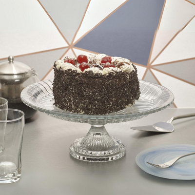 Urbn-Living Urbnliving 34Cm Diameter Glass Footed Serving Plate from B&Q