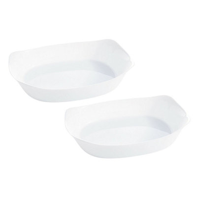 Urbn-Living Urbnliving 34Cm Width White Opal Glass Rectangular Serving Dish Set Of 2 from B&Q