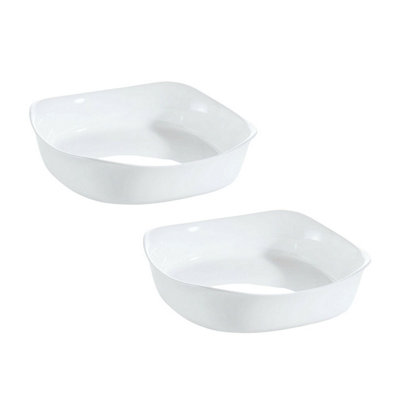 Urbn-Living Urbnliving 20Cm Width White Opal Glass Square Serving Dish Bowl Set Of 2 from B&Q
