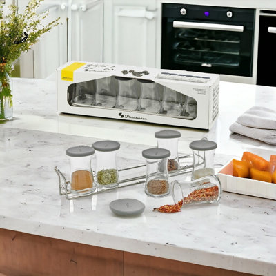 Urbn-Living Urbnliving 10Cm Height 160Ml Spice Rack With Jars Set Of 6 Pcs from B&Q