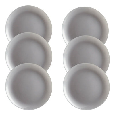 Urbn-Living Urbnliving 2Cm Height Luminarc Translucent Opal Glass Grey Dessert Plate Set Of 6 from B&Q