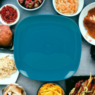 Urbn-Living Urbnliving 3Cm Height Teal 6 Plastic Dinner Plates from B&Q