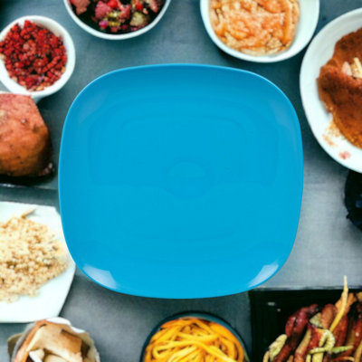 Urbn-Living Urbnliving 3Cm Height Blue 6 Plastic Dinner Plates from B&Q
