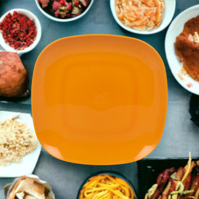 Urbn-Living Urbnliving 3Cm Height Orange 6 Plastic Dinner Plates from B&Q
