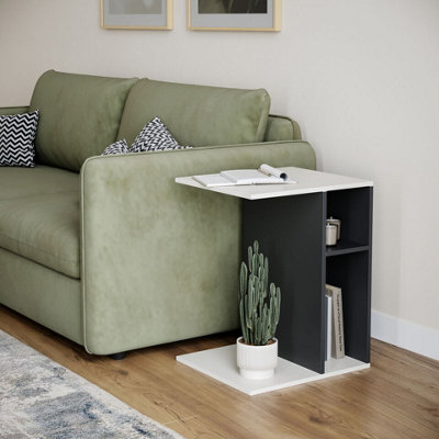 Urbn-Living Urbnliving 51Cm Height White & Black C-Shape Side Wooden End Coffee Bedside Nightstand Laptop Table from B&Q