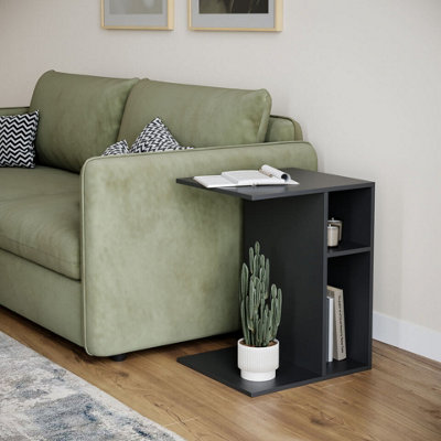 Urbn-Living Urbnliving 51Cm Height Black C-Shape Side Wooden End Coffee Bedside Nightstand Laptop Table from B&Q