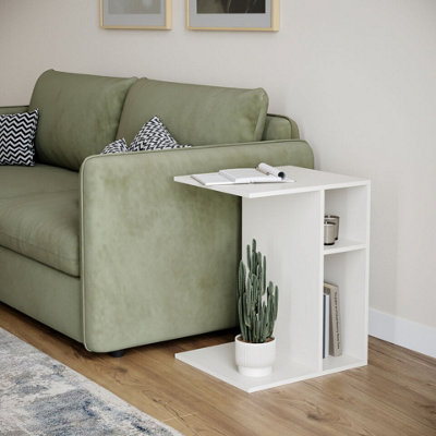Urbn-Living Urbnliving 51Cm Height White C-Shape Side Wooden End Coffee Bedside Nightstand Laptop Table from B&Q