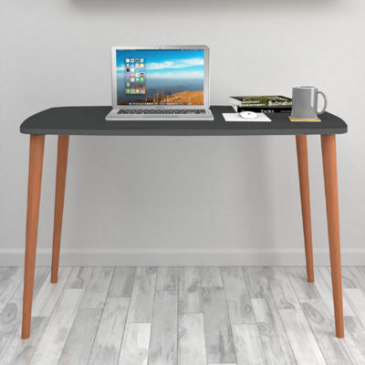 Urbn-Living Urbnliving 105Cm Width Anthracite Home OfficeStudy Computer Desk Solid Modern Wooden With Scandi Legs from B&Q